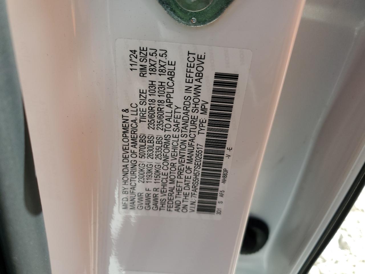 2025 Honda Cr-V Sport VIN: 7FARS5H57SE025517 Lot: 86591115