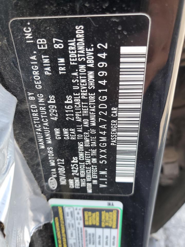 2013 Kia Optima Lx VIN: 5XXGM4A72DG149942 Lot: 82351645