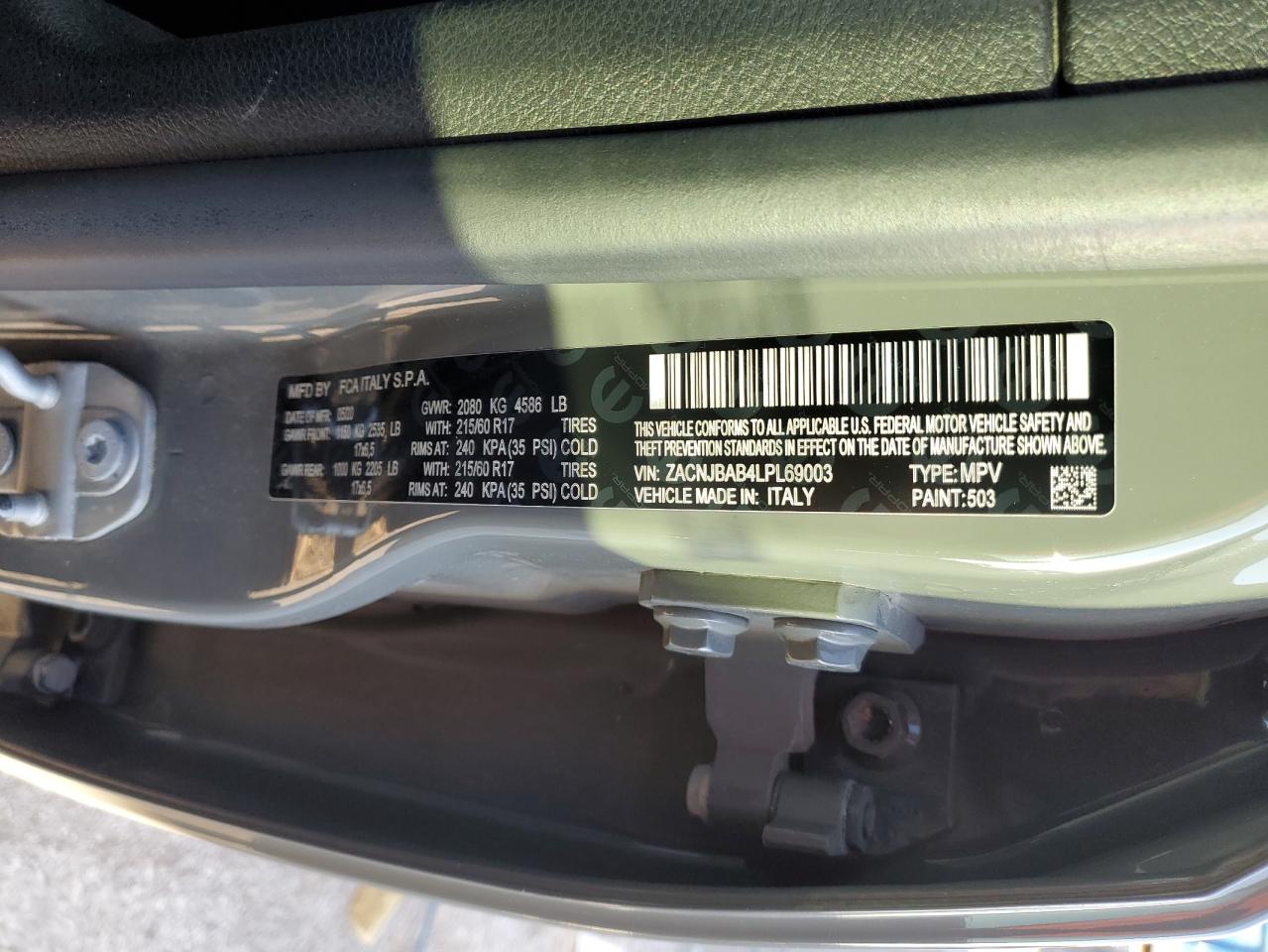 2020 Jeep Renegade Sport VIN: ZACNJBAB4LPL69003 Lot: 87419685