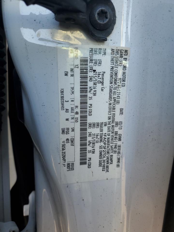 2013 Ford Focus Se VIN: 1FADP3F27DL301852 Lot: 68292105