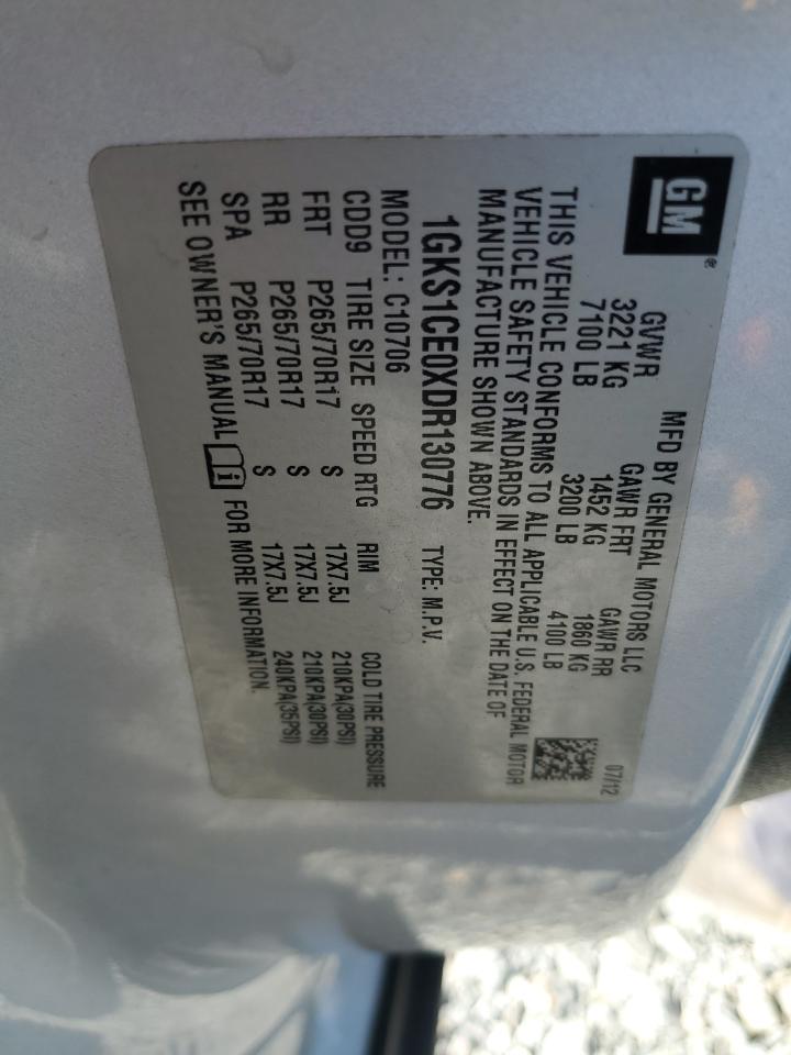 2013 GMC Yukon Slt VIN: 1GKS1CE0XDR130776 Lot: 86308555