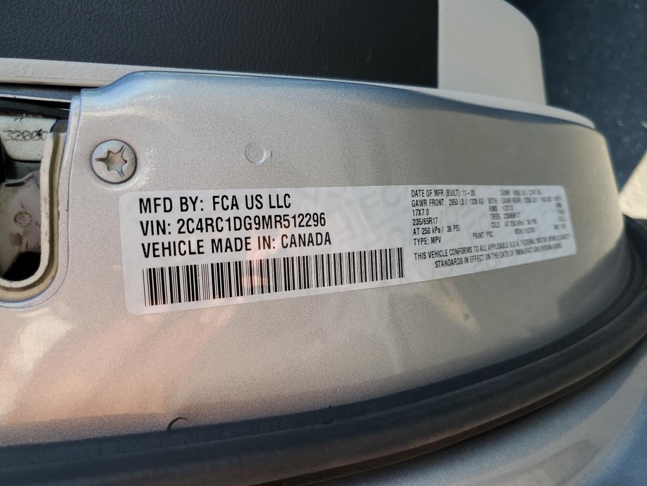 2021 Chrysler Voyager Lxi VIN: 2C4RC1DG9MR512296 Lot: 85416835