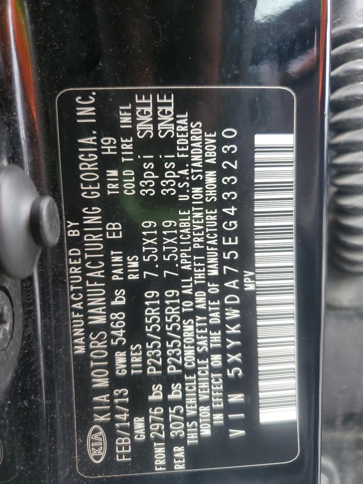 2014 Kia Sorento Sx VIN: 5XYKWDA75EG433230 Lot: 82333545