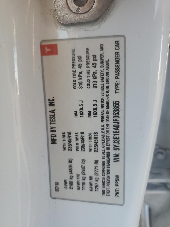 2018 Tesla Model 3 VIN: 5YJ3E1EA0JF053855 Lot: 84654125