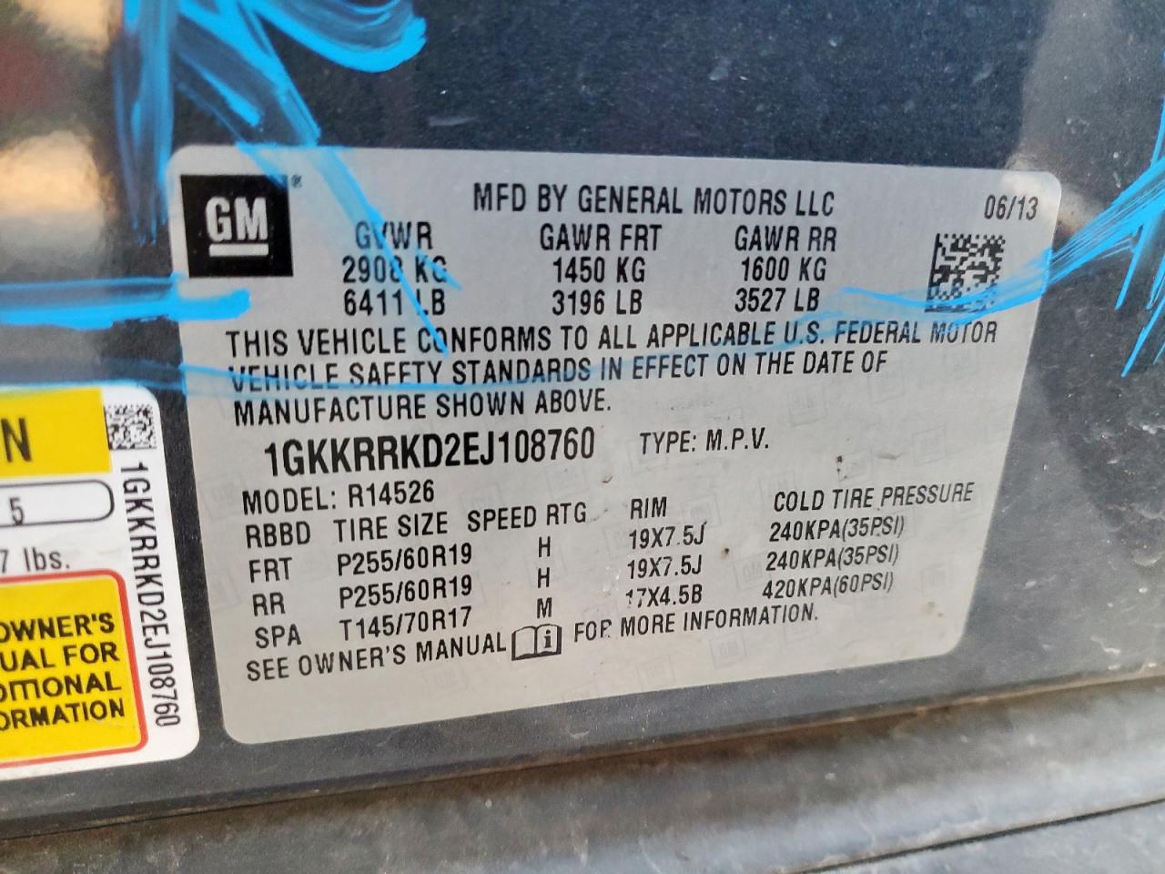 2014 GMC Acadia Slt-1 VIN: 1GKKRRKD2EJ108760 Lot: 82366575