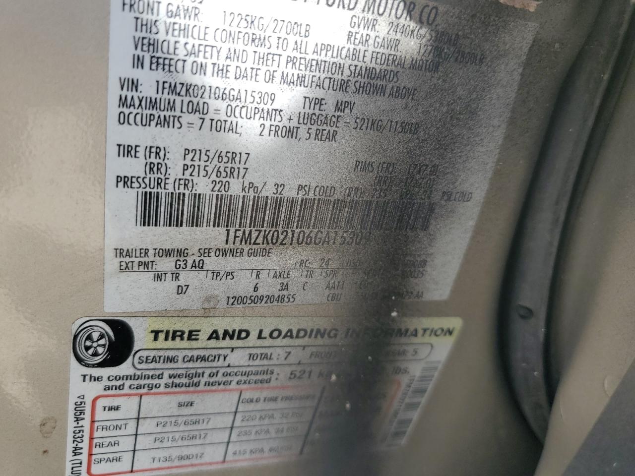 2006 Ford Freestyle Sel VIN: 1FMZK02106GA15309 Lot: 84197015