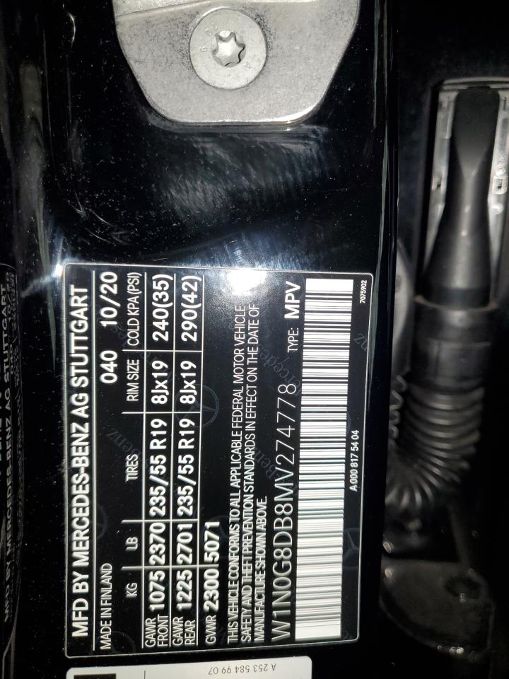 2021 Mercedes-Benz Glc 300 VIN: W1N0G8DB8MV274778 Lot: 86077925