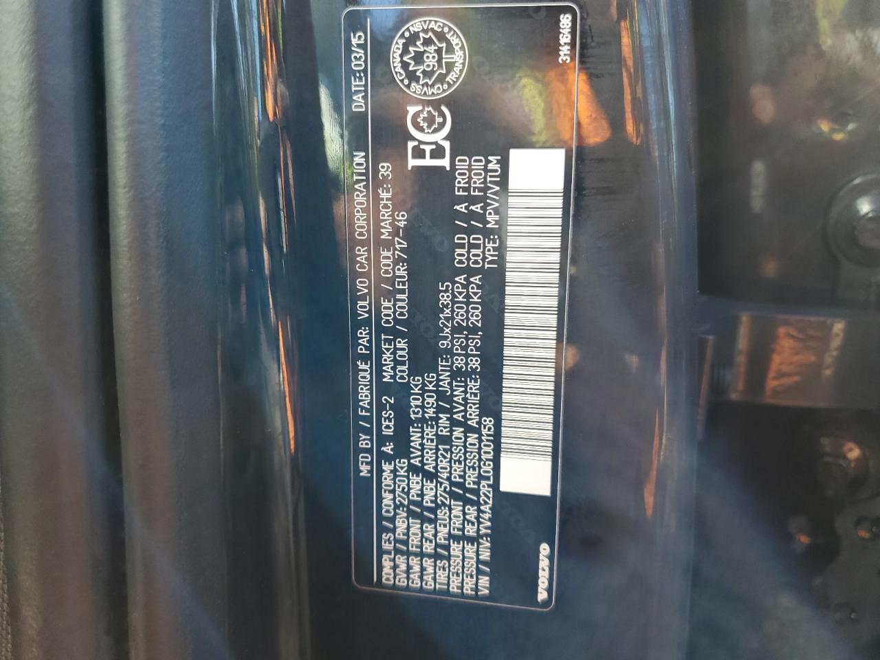 2016 Volvo Xc90 T6 VIN: YV4A22PL0G1001158 Lot: 85887835