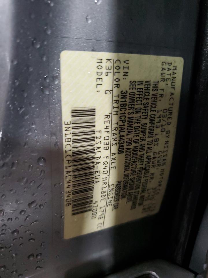 2010 Nissan Versa S VIN: 3N1BC1CP1AL443408 Lot: 86160325