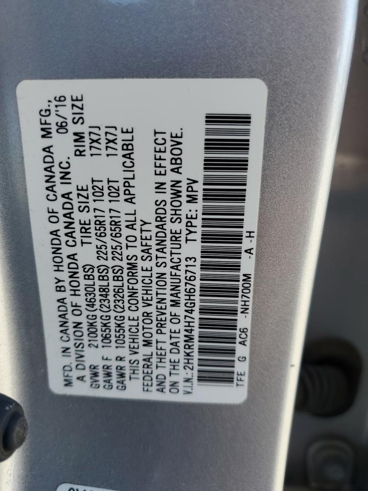 2016 Honda Cr-V Exl VIN: 2HKRM4H74GH676713 Lot: 85895175