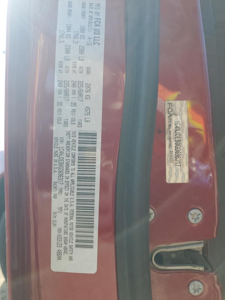 2016 Jeep Compass Latitude VIN: 1C4NJDEB0GD696317 Lot: 84884975