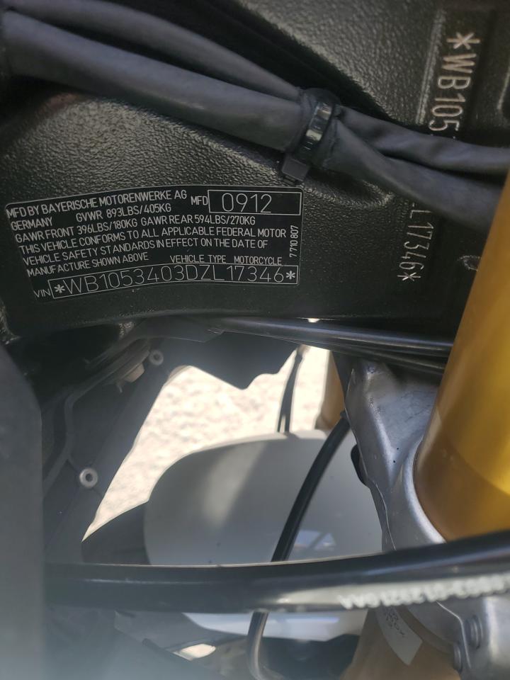 2013 BMW S 1000 Rr VIN: WB1053403DZL17346 Lot: 89499255