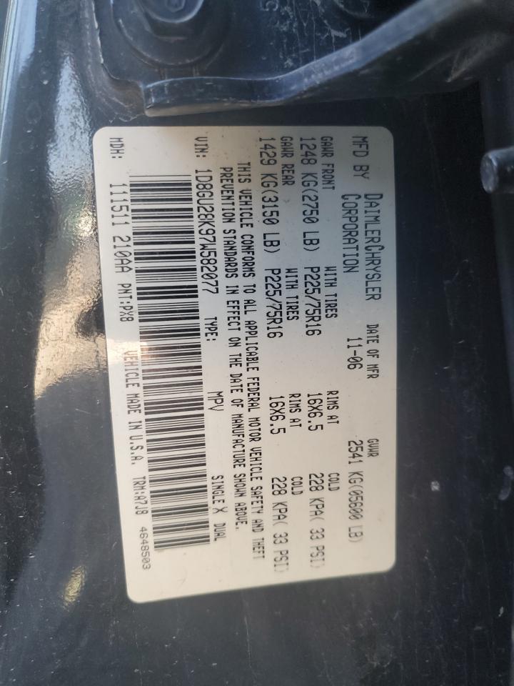 2007 Dodge Nitro Sxt VIN: 1D8GU28K97W582077 Lot: 90241045