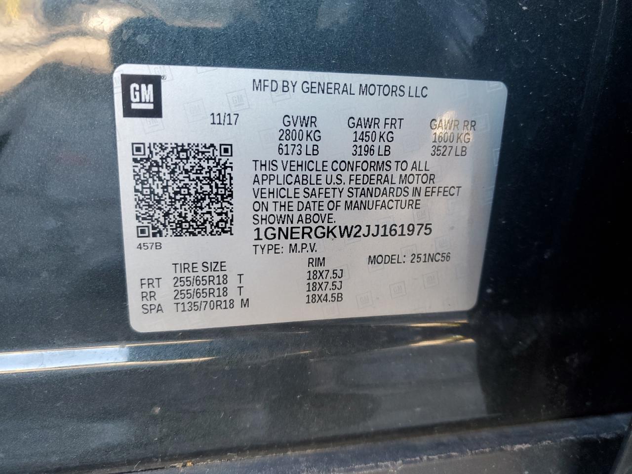 2018 Chevrolet Traverse Lt VIN: 1GNERGKW2JJ161975 Lot: 87263875