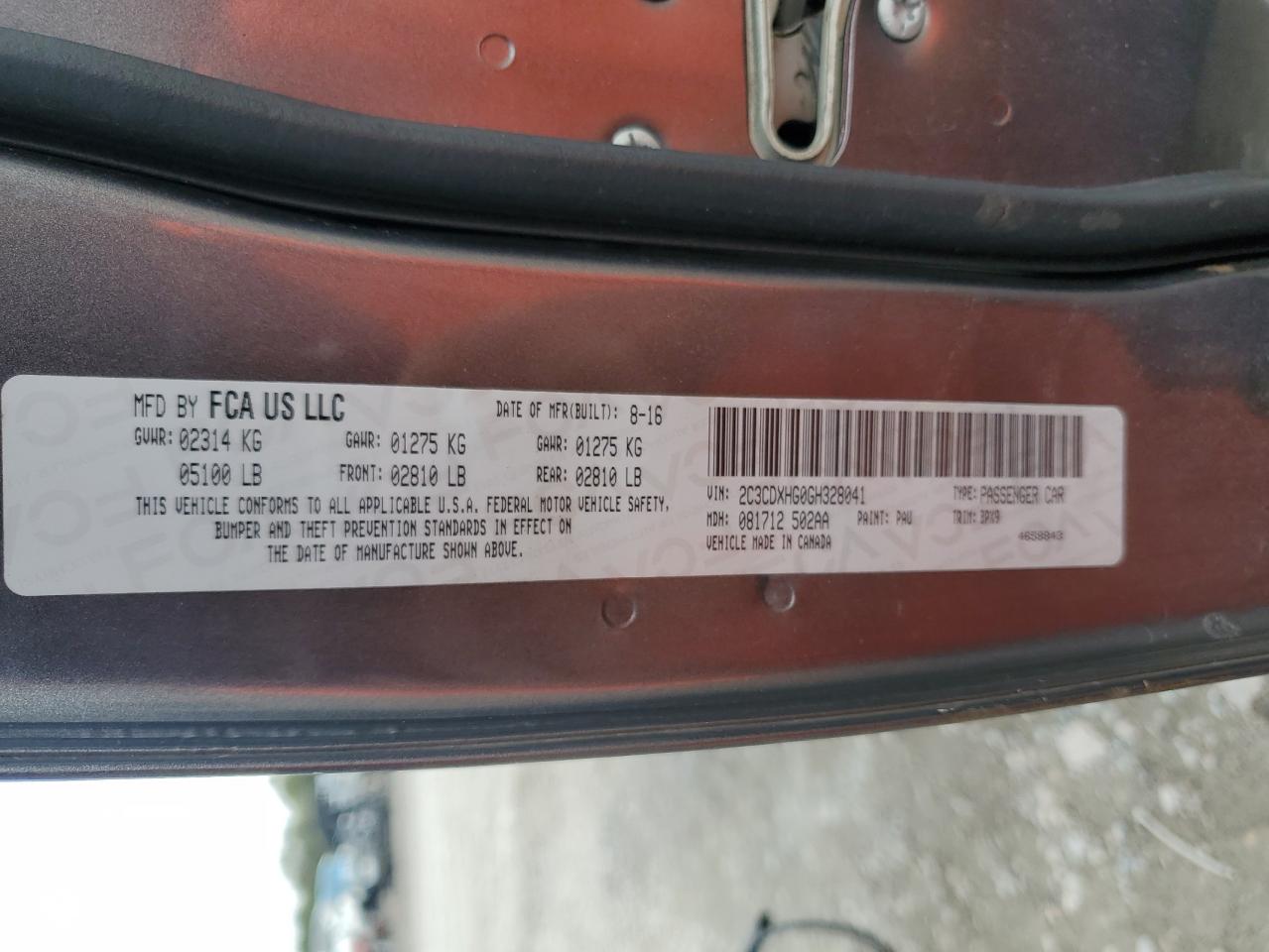 2016 Dodge Charger Sxt VIN: 2C3CDXHG0GH328041 Lot: 85529575