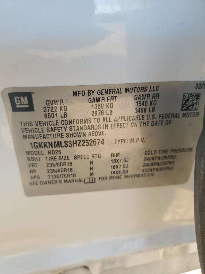 2017 GMC Acadia Slt-1 VIN: 1GKKNMLS3HZ252674 Lot: 81810315