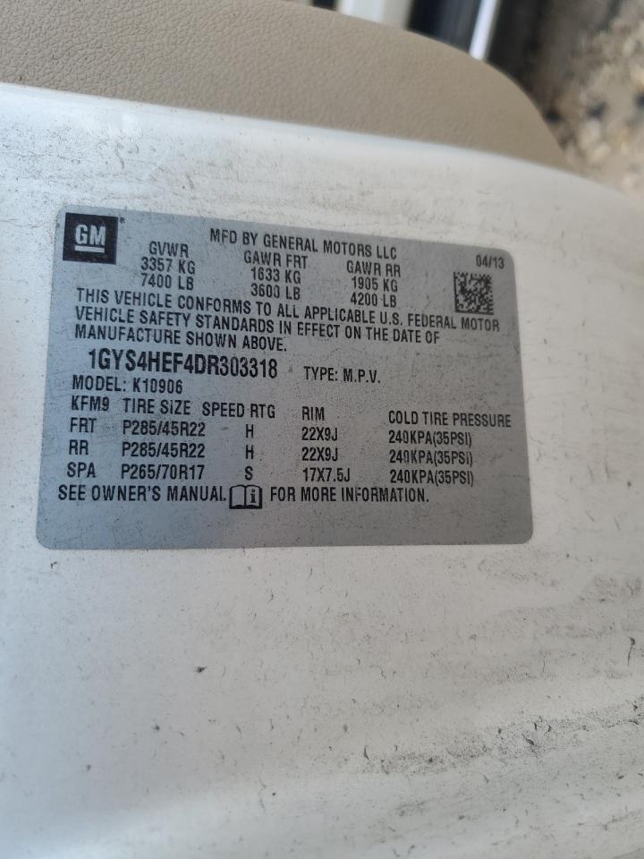 2013 Cadillac Escalade Esv Luxury VIN: 1GYS4HEF4DR303318 Lot: 82030375