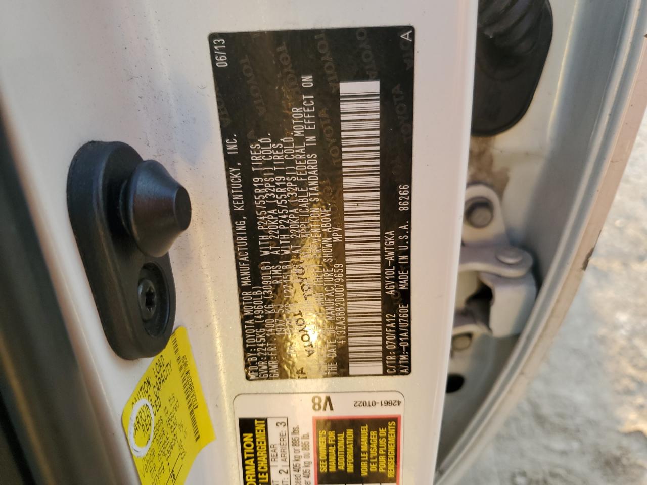 2013 Toyota Venza Le VIN: 4T3ZA3BB2DU079659 Lot: 85936135