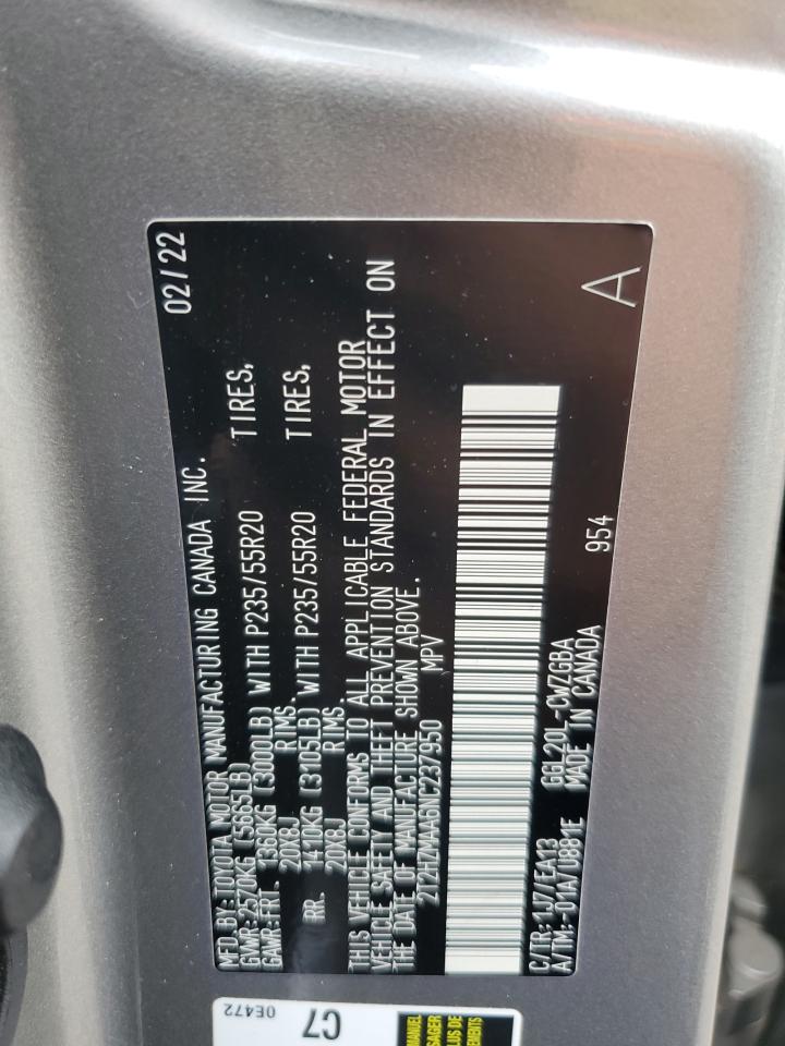 2022 Lexus Rx 350 VIN: 2T2HZMAA6NC237950 Lot: 82769135