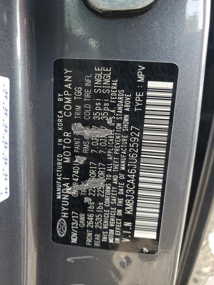 2018 Hyundai Tucson Sel VIN: KM8J3CA46JU625927 Lot: 85092835