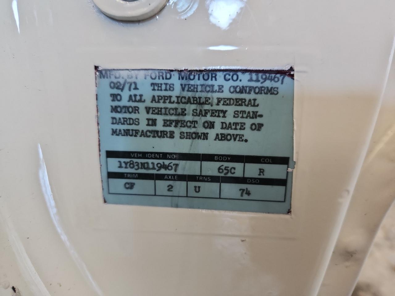 1971 Ford Thunderb VIN: 1Y83N119467 Lot: 89842375