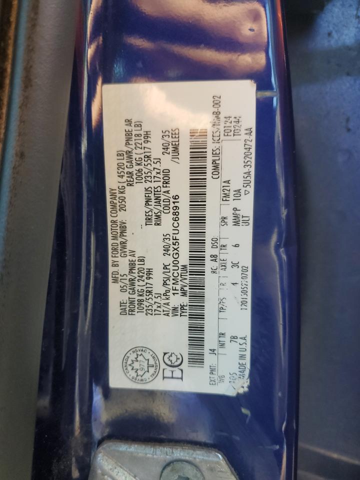 2015 Ford Escape Se VIN: 1FMCU0GX5FUC68916 Lot: 82180265