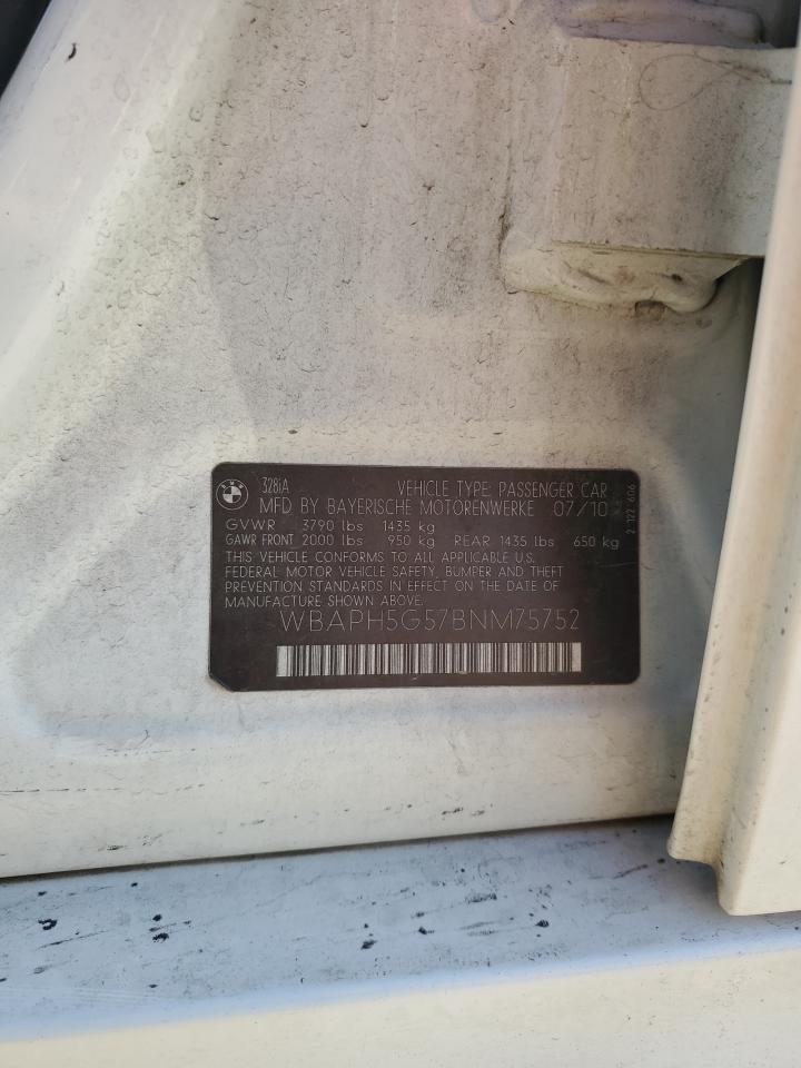 2011 BMW 328 I Sulev VIN: WBAPH5G57BNM75752 Lot: 85427725