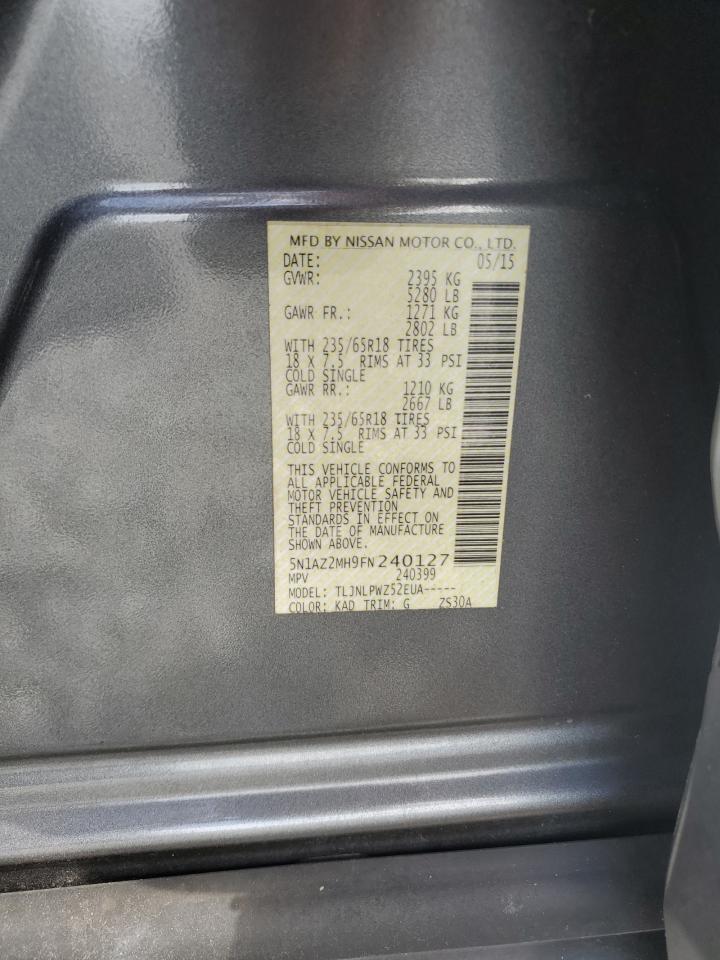 2015 Nissan Murano S VIN: 5N1AZ2MH9FN240127 Lot: 85696165