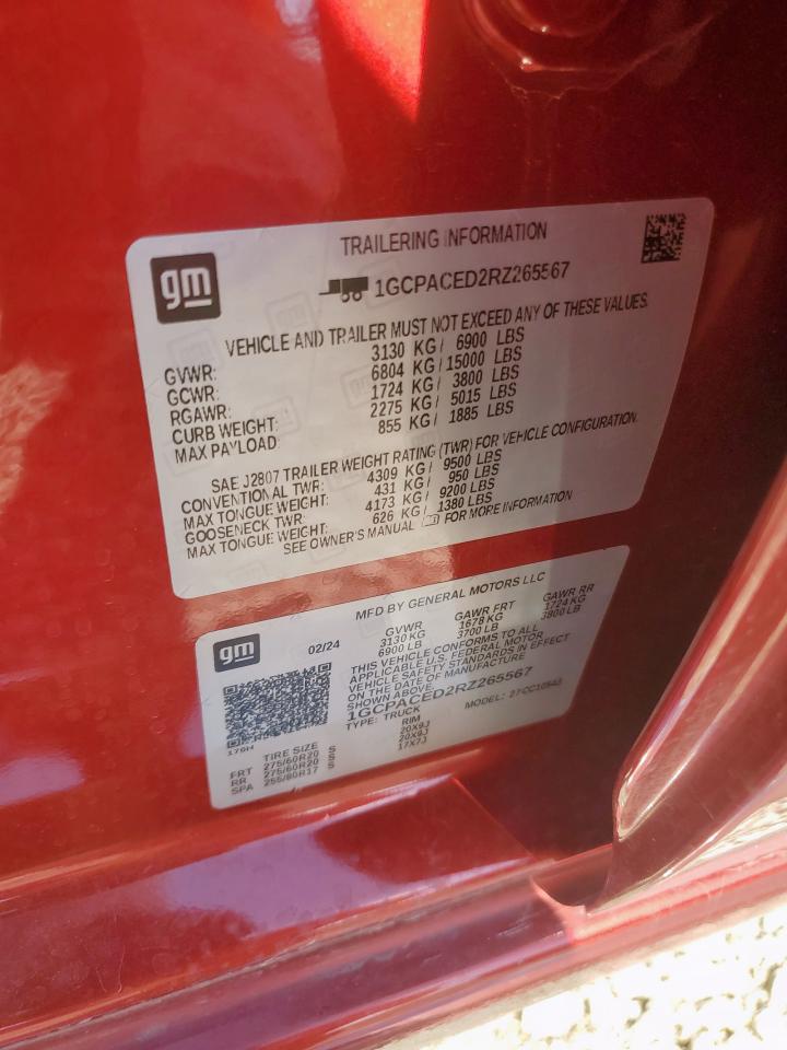 2024 Chevrolet Silverado C1500 Lt VIN: 1GCPACED2RZ265567 Lot: 82432855