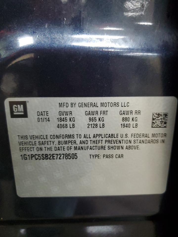 2014 Chevrolet Cruze Lt VIN: 1G1PC5SB2E7278505 Lot: 83827075