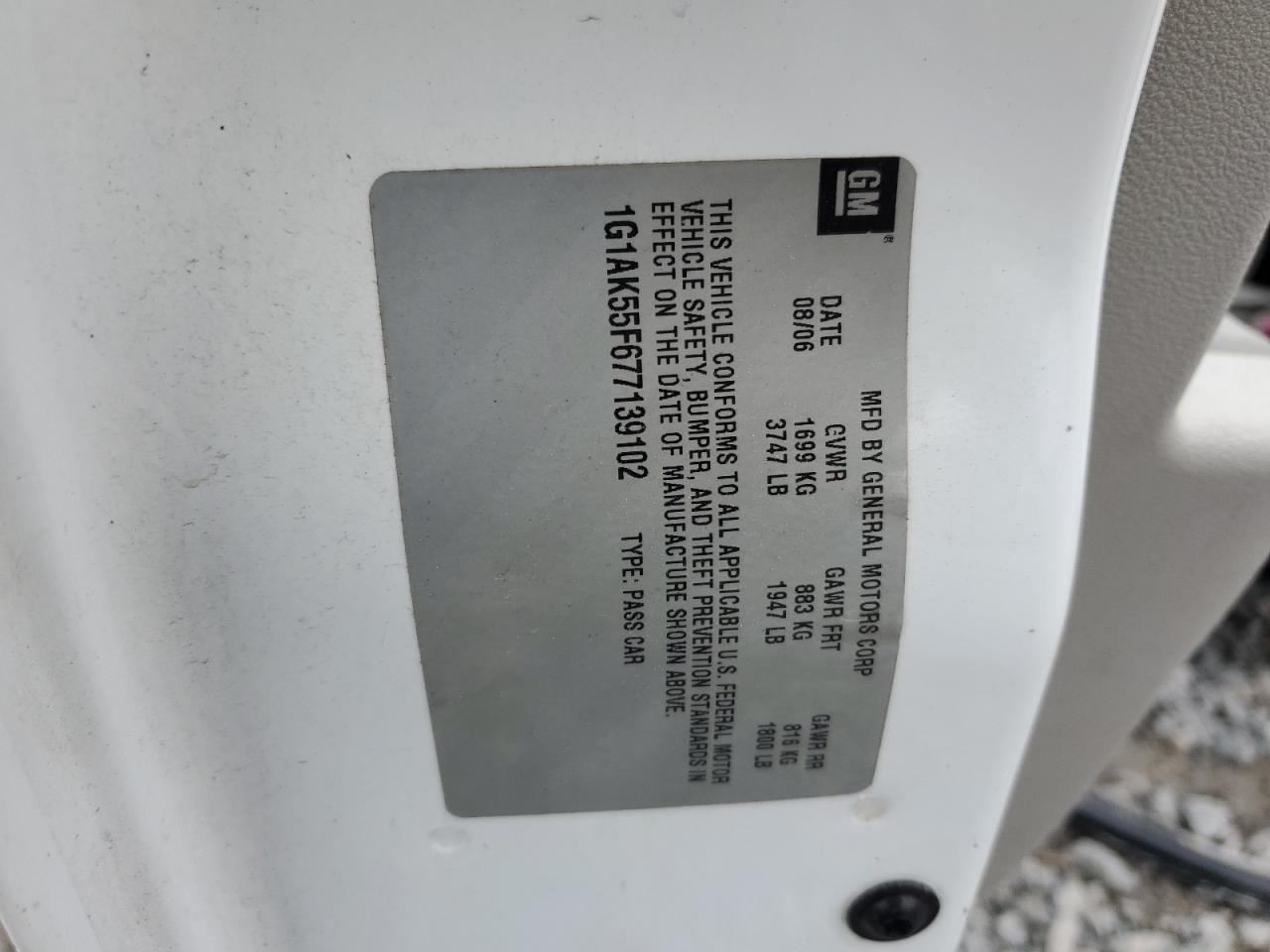 2007 Chevrolet Cobalt Ls VIN: 1G1AK55F677139102 Lot: 90421945