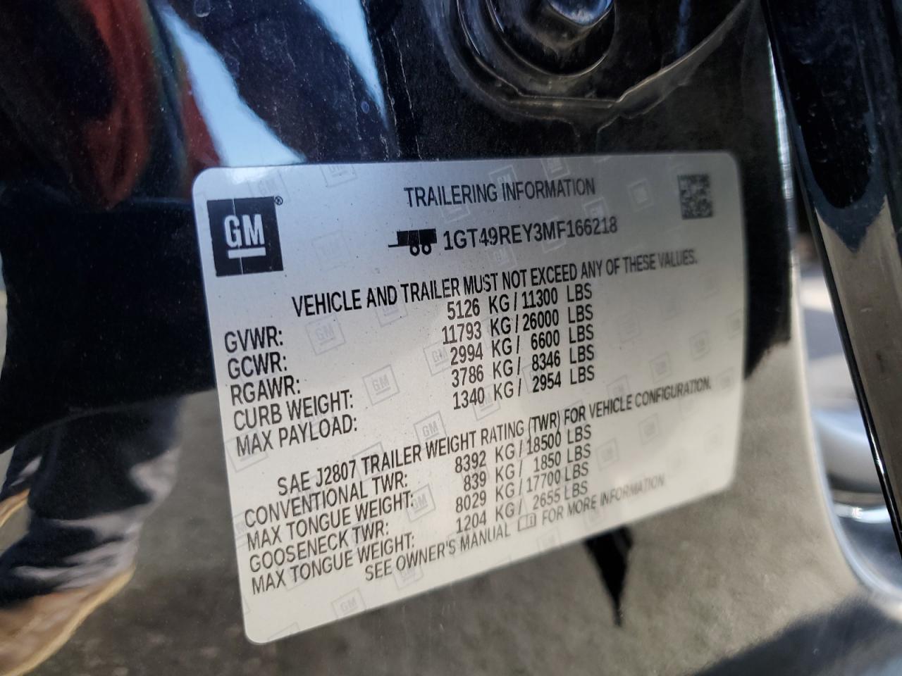 2021 GMC Sierra K2500 Denali VIN: 1GT49REY3MF166218 Lot: 85008855