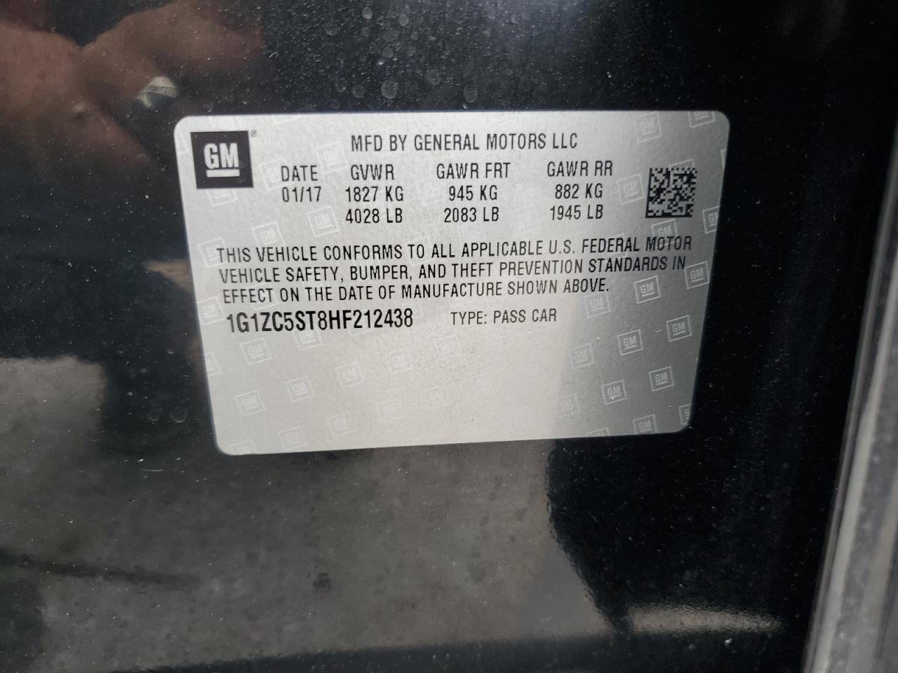 2017 Chevrolet Malibu Ls VIN: 1G1ZC5ST8HF212438 Lot: 85493365