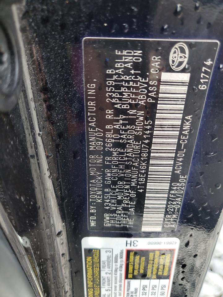 2008 Toyota Camry Ce VIN: 4T1BE46K18U741445 Lot: 86066825