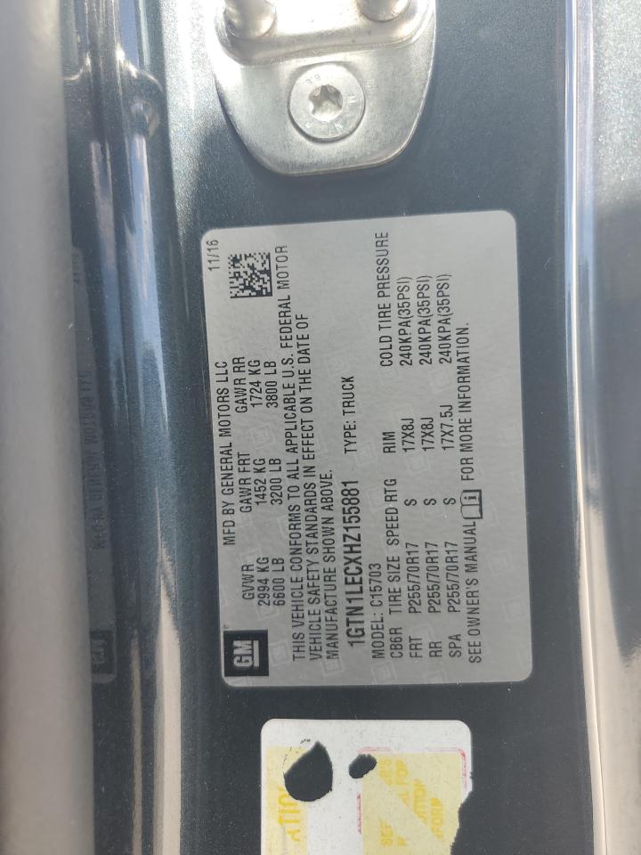 2017 GMC Sierra C1500 VIN: 1GTN1LECXHZ155881 Lot: 85732975