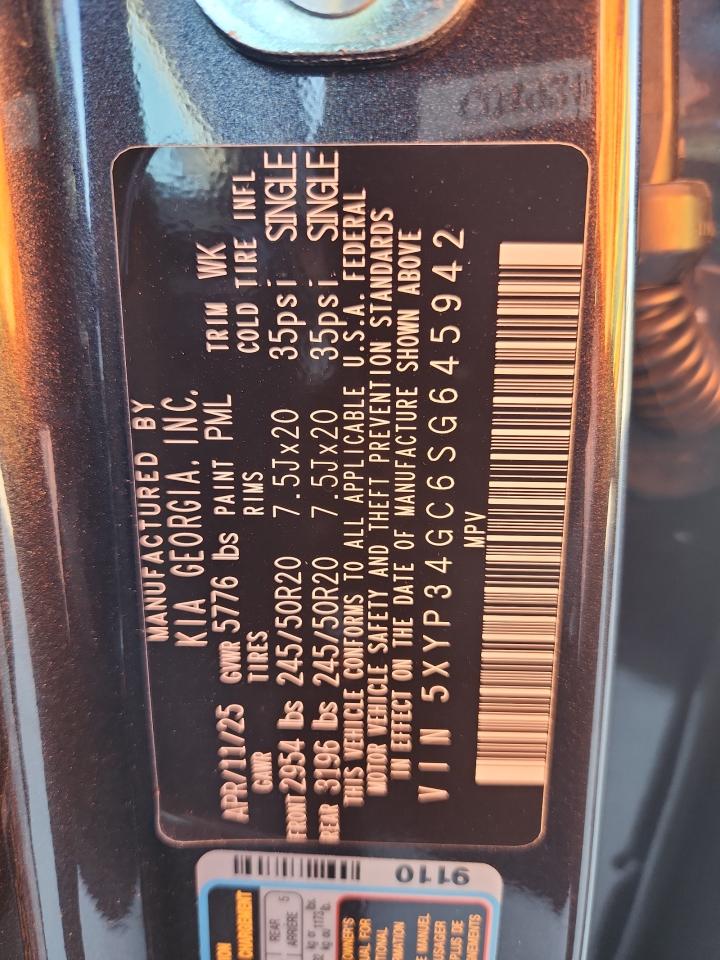 2025 Kia Telluride Ex VIN: 5XYP34GC6SG645942 Lot: 89592625