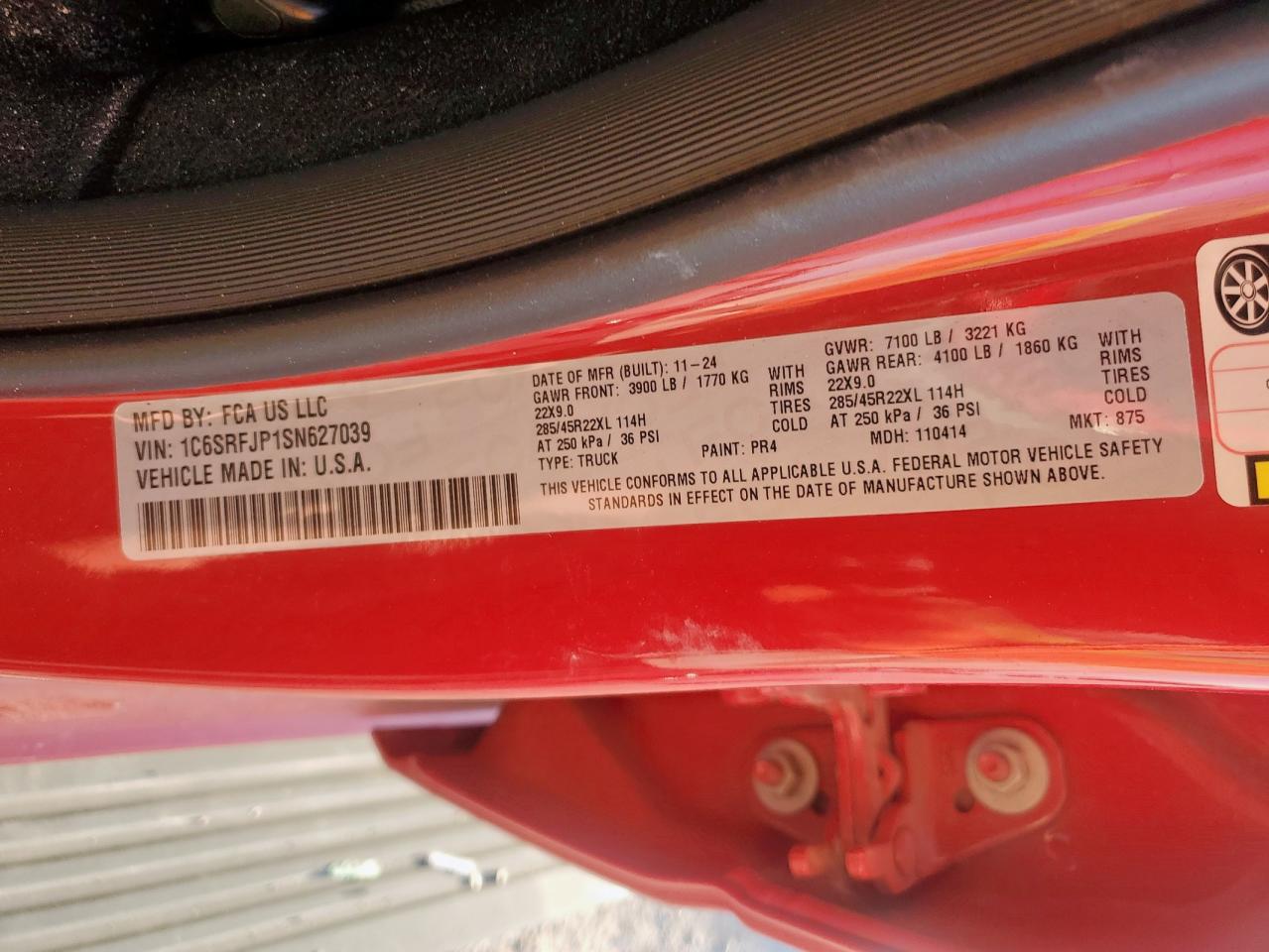 2025 Ram 1500 Laramie VIN: 1C6SRFJP1SN627039 Lot: 85660925