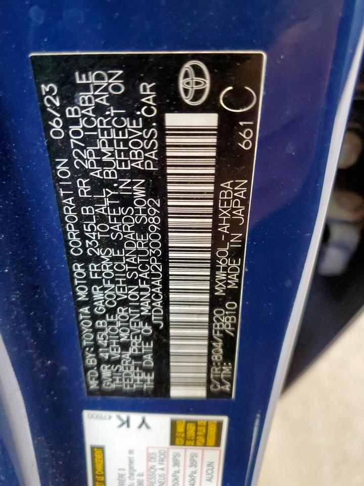 2023 Toyota Prius Le VIN: JTDACAAU2P3009892 Lot: 86162535