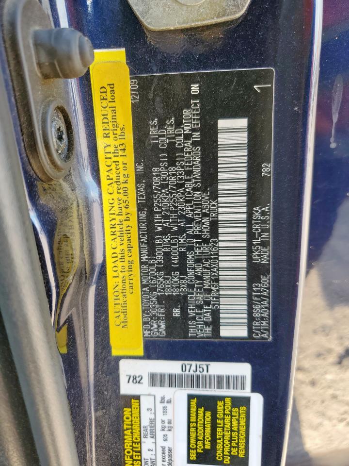 2010 Toyota Tundra Double Cab Sr5 VIN: 5TFRM5F1XAX011623 Lot: 82263905