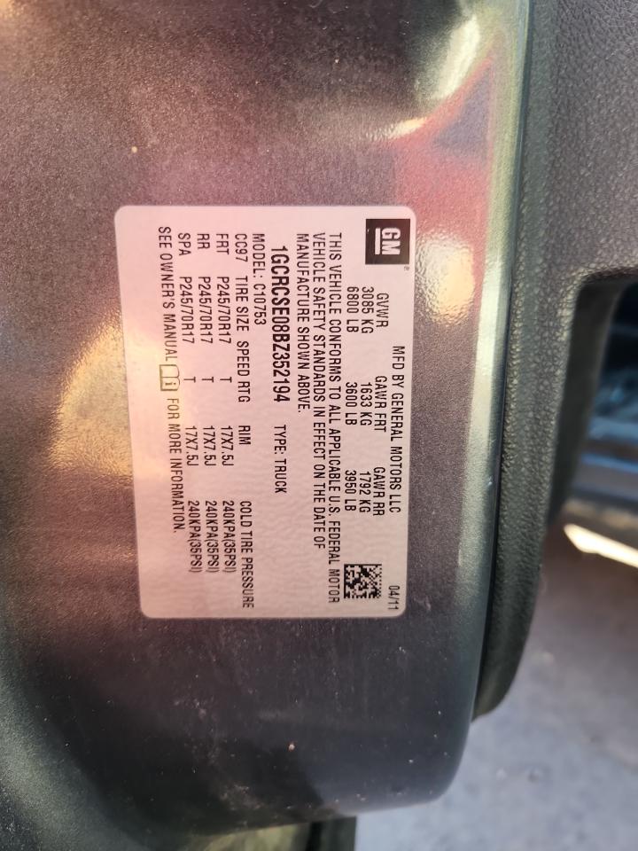 2011 Chevrolet Silverado C1500 Lt VIN: 1GCRCSE08BZ352194 Lot: 87394215