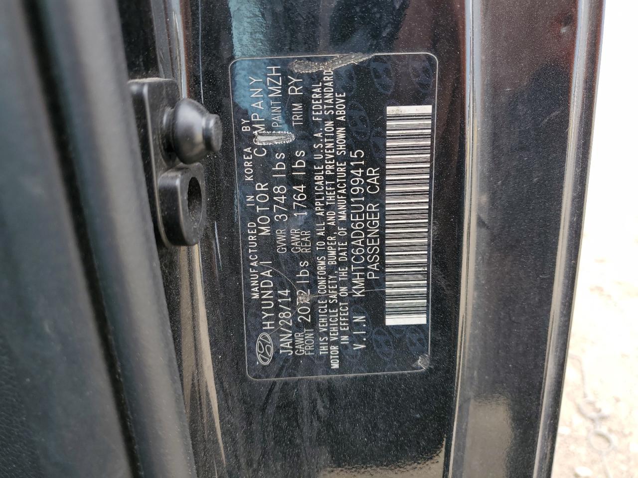 2014 Hyundai Veloster VIN: KMHTC6AD6EU199415 Lot: 82403155