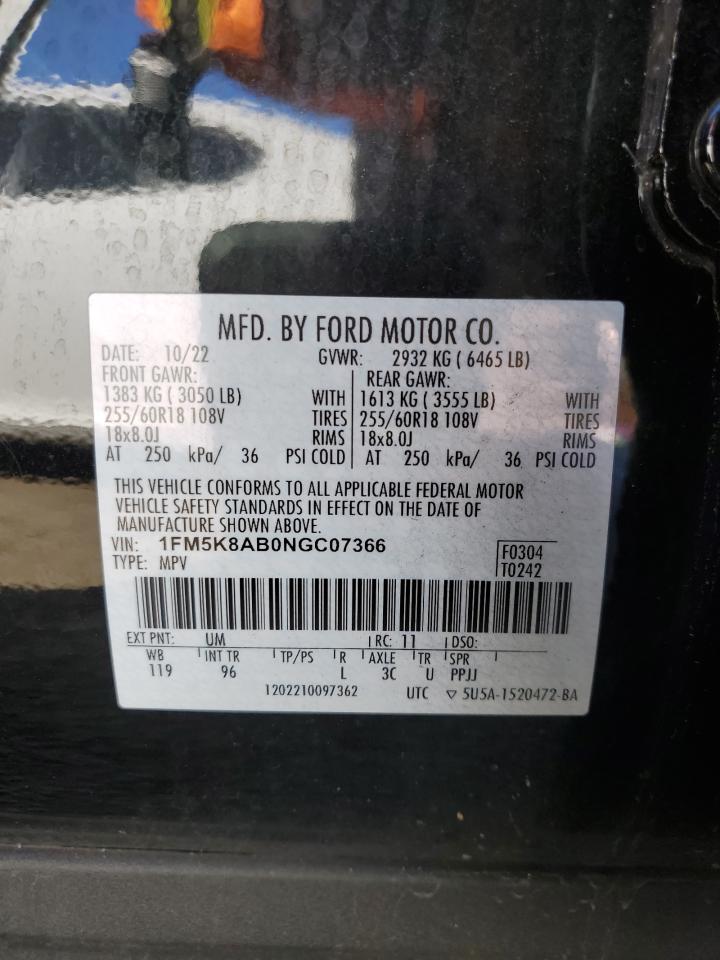2022 Ford Explorer Police Interceptor VIN: 1FM5K8AB0NGC07366 Lot: 85386175