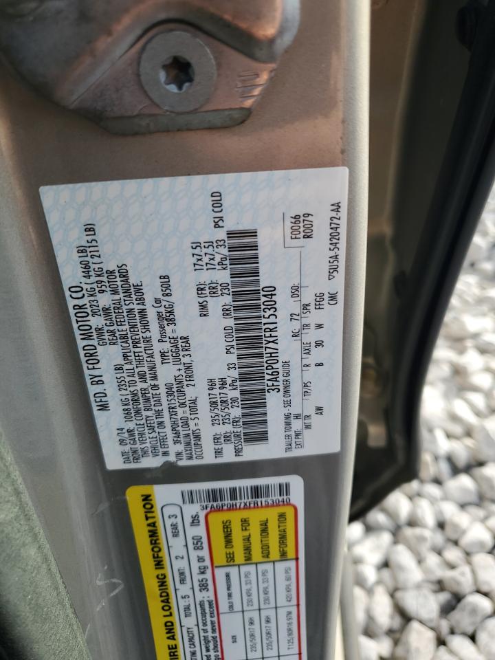 2015 Ford Fusion Se VIN: 3FA6P0H7XFR153040 Lot: 86133385