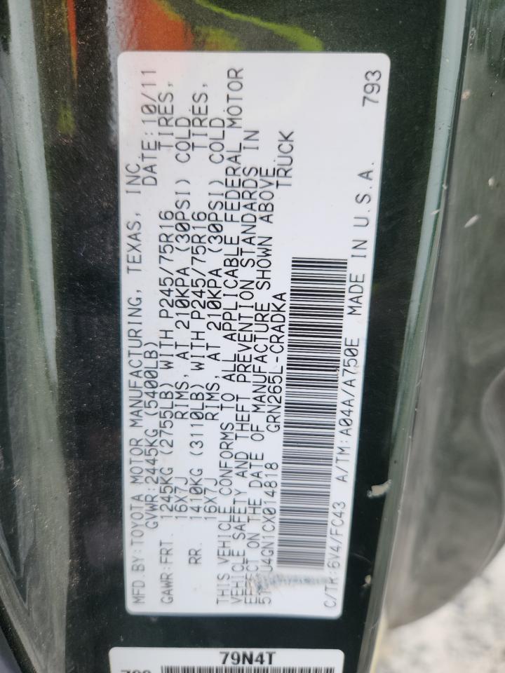 2012 Toyota Tacoma Prerunner Access Cab VIN: 5TFTU4GN1CX014818 Lot: 85119815