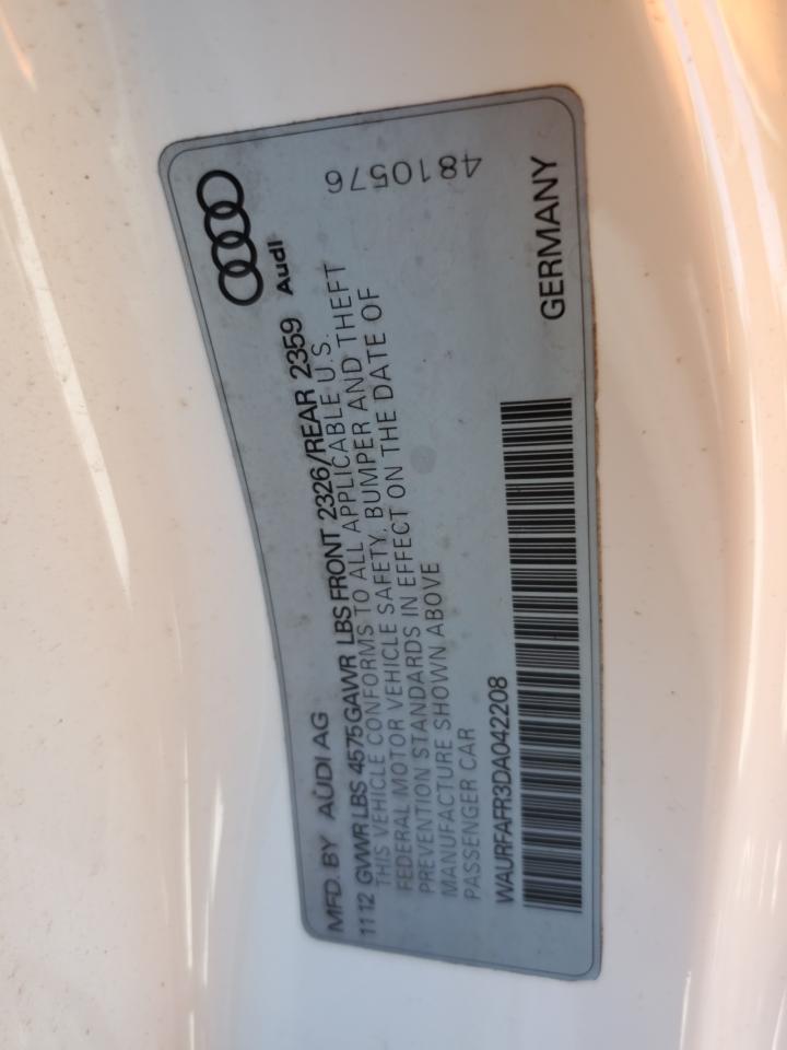 2013 Audi A5 Premium Plus VIN: WAURFAFR3DA042208 Lot: 86054035
