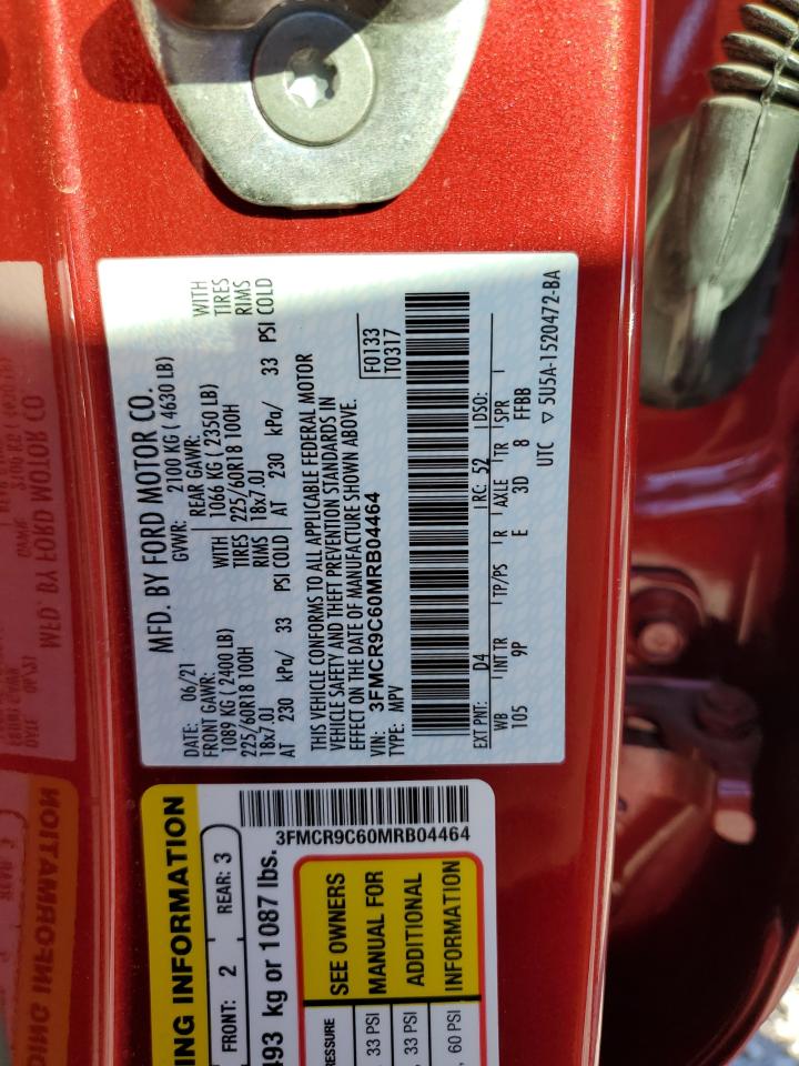 2021 Ford Bronco Sport Outer Banks VIN: 3FMCR9C60MRB04464 Lot: 87310115