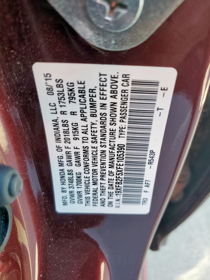 2015 Honda Civic Lx VIN: 19XFB2F5XFE105390 Lot: 85091265