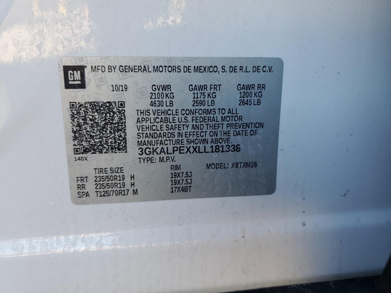 2020 GMC Terrain Slt VIN: 3GKALPEXXLL181338 Lot: 85528545