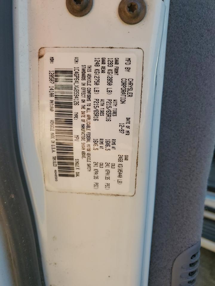 1998 Chrysler Town & Country Lxi VIN: 1C4GP64LXWB594126 Lot: 85910555