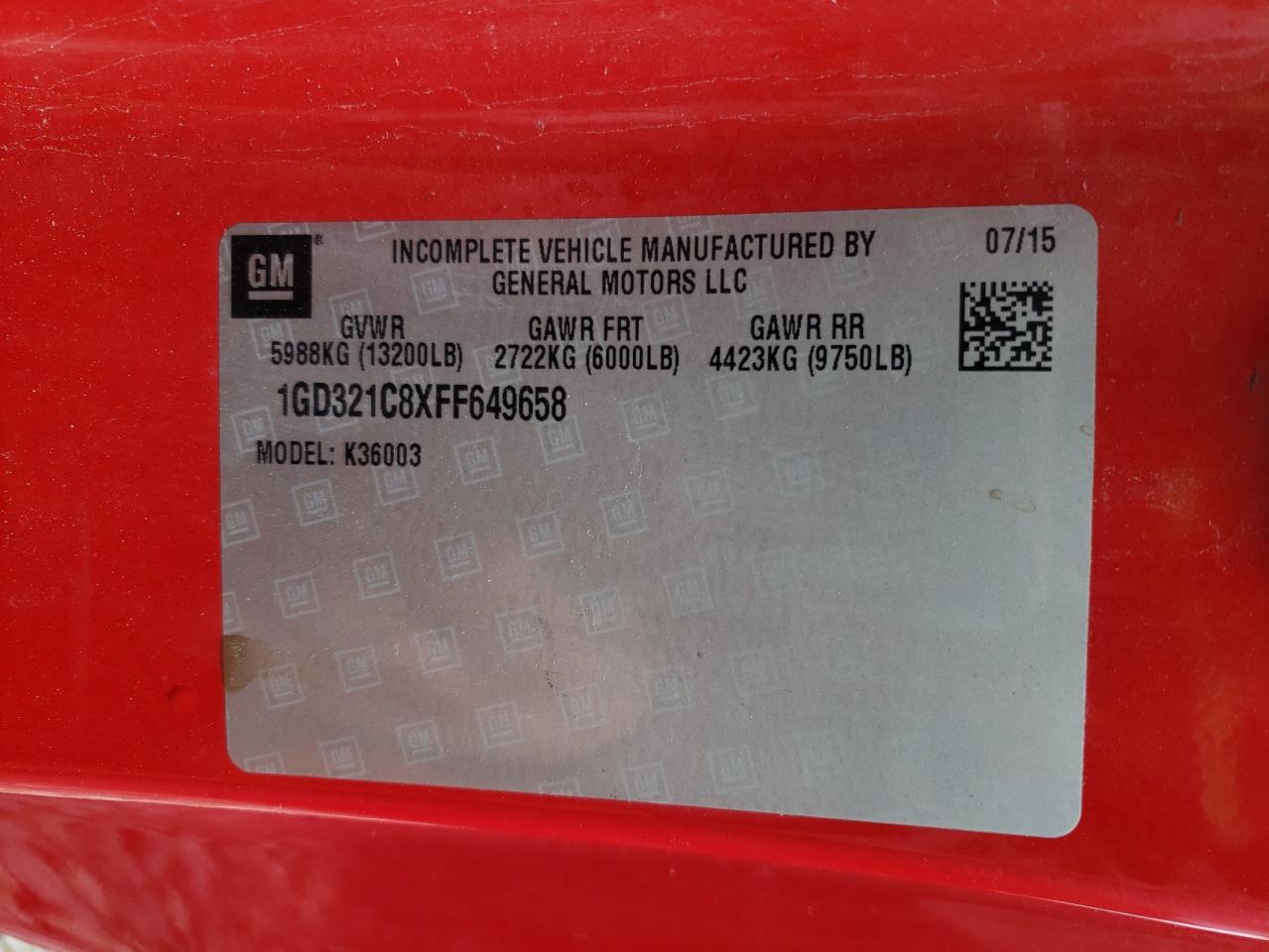 2015 GMC Sierra K3500 VIN: 1GD321C8XFF649658 Lot: 81172795